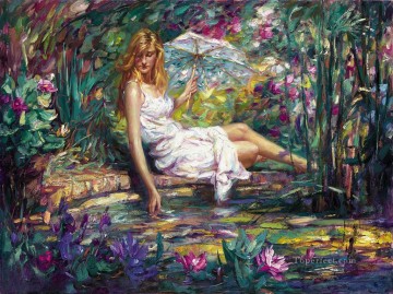 庭園 Painting - 庭の春の美少女
